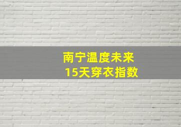 南宁温度未来15天穿衣指数