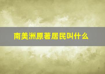 南美洲原著居民叫什么