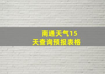 南通天气15天查询预报表格