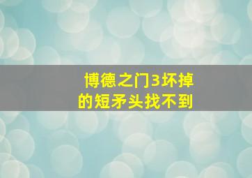 博德之门3坏掉的短矛头找不到