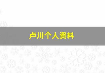 卢川个人资料