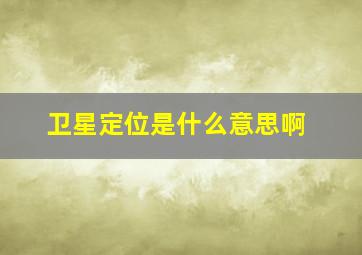 卫星定位是什么意思啊