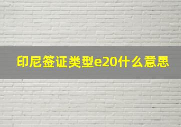 印尼签证类型e20什么意思