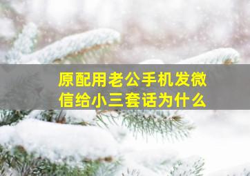 原配用老公手机发微信给小三套话为什么