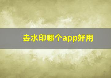 去水印哪个app好用