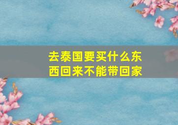 去泰国要买什么东西回来不能带回家