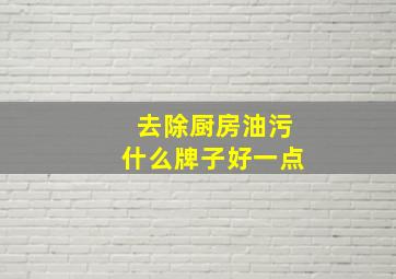 去除厨房油污什么牌子好一点