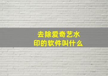 去除爱奇艺水印的软件叫什么