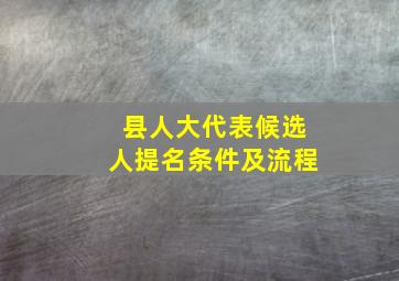 县人大代表候选人提名条件及流程