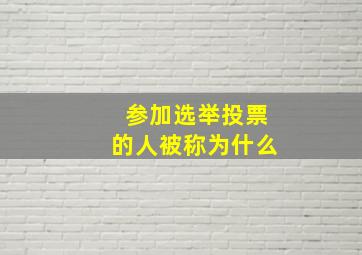 参加选举投票的人被称为什么