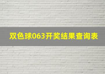 双色球063开奖结果查询表