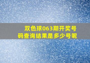 双色球063期开奖号码查询结果是多少号呢