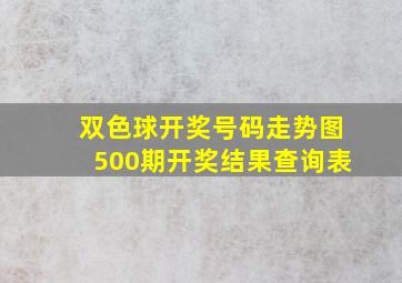 双色球开奖号码走势图500期开奖结果查询表