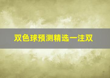 双色球预测精选一注双