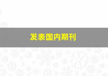 发表国内期刊