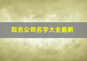 取名公司名字大全最新