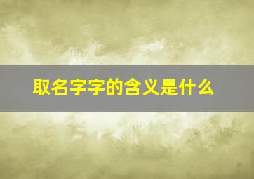 取名字字的含义是什么