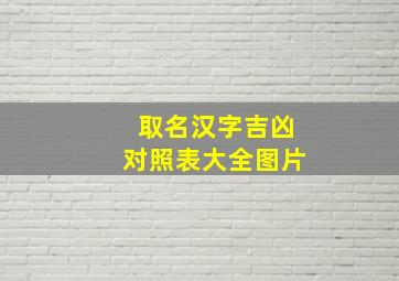 取名汉字吉凶对照表大全图片