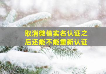 取消微信实名认证之后还能不能重新认证