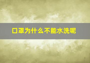 口罩为什么不能水洗呢