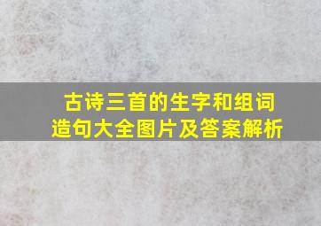 古诗三首的生字和组词造句大全图片及答案解析