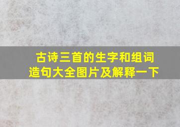 古诗三首的生字和组词造句大全图片及解释一下