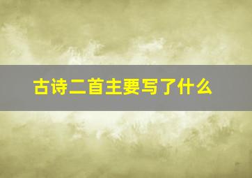 古诗二首主要写了什么