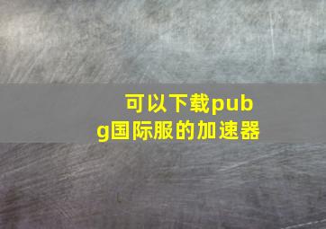 可以下载pubg国际服的加速器