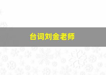 台词刘金老师