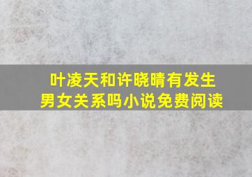 叶凌天和许晓晴有发生男女关系吗小说免费阅读