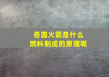 各国火箭是什么燃料制成的原理呢