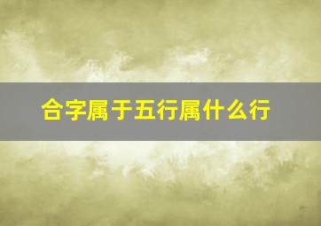 合字属于五行属什么行