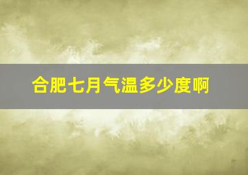 合肥七月气温多少度啊