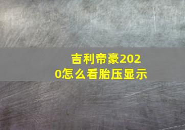 吉利帝豪2020怎么看胎压显示