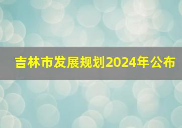 吉林市发展规划2024年公布