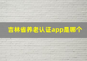 吉林省养老认证app是哪个