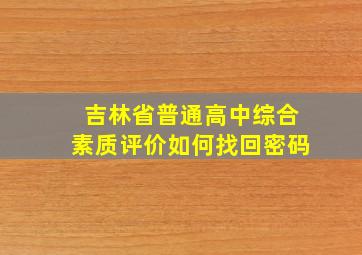 吉林省普通高中综合素质评价如何找回密码