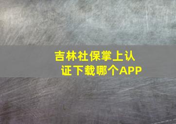 吉林社保掌上认证下载哪个APP