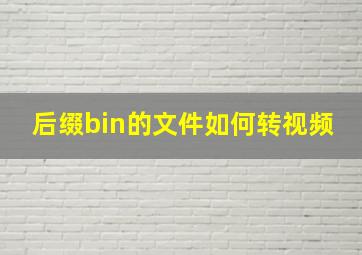 后缀bin的文件如何转视频