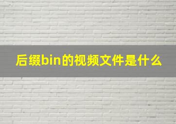 后缀bin的视频文件是什么