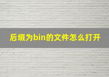 后缀为bin的文件怎么打开