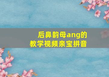 后鼻韵母ang的教学视频亲宝拼音