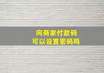 向商家付款码可以设置密码吗