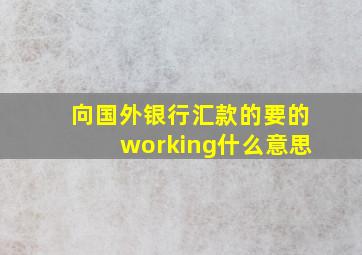 向国外银行汇款的要的working什么意思