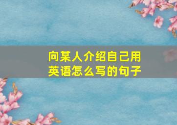 向某人介绍自己用英语怎么写的句子