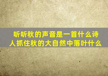 听听秋的声音是一首什么诗人抓住秋的大自然中落叶什么