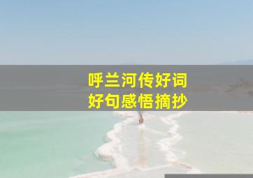 呼兰河传好词好句感悟摘抄