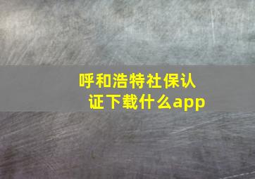 呼和浩特社保认证下载什么app