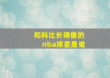 和科比长得像的nba球星是谁