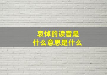 哀悼的读音是什么意思是什么